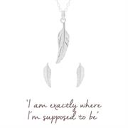 sterling silver affirmation feather necklace and earring set