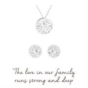 mantra family tree necklace and earring gift set