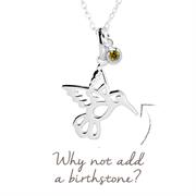 Hummingbird Mantra CZ Birthstone Pendant