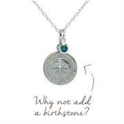 Compass Mantra CZ Birthstone Pendant