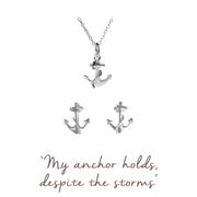 Sterling Silver Anchor Necklace and Earrings Gift set for Protection
