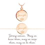 strong women necklace and bracelet set rose gold