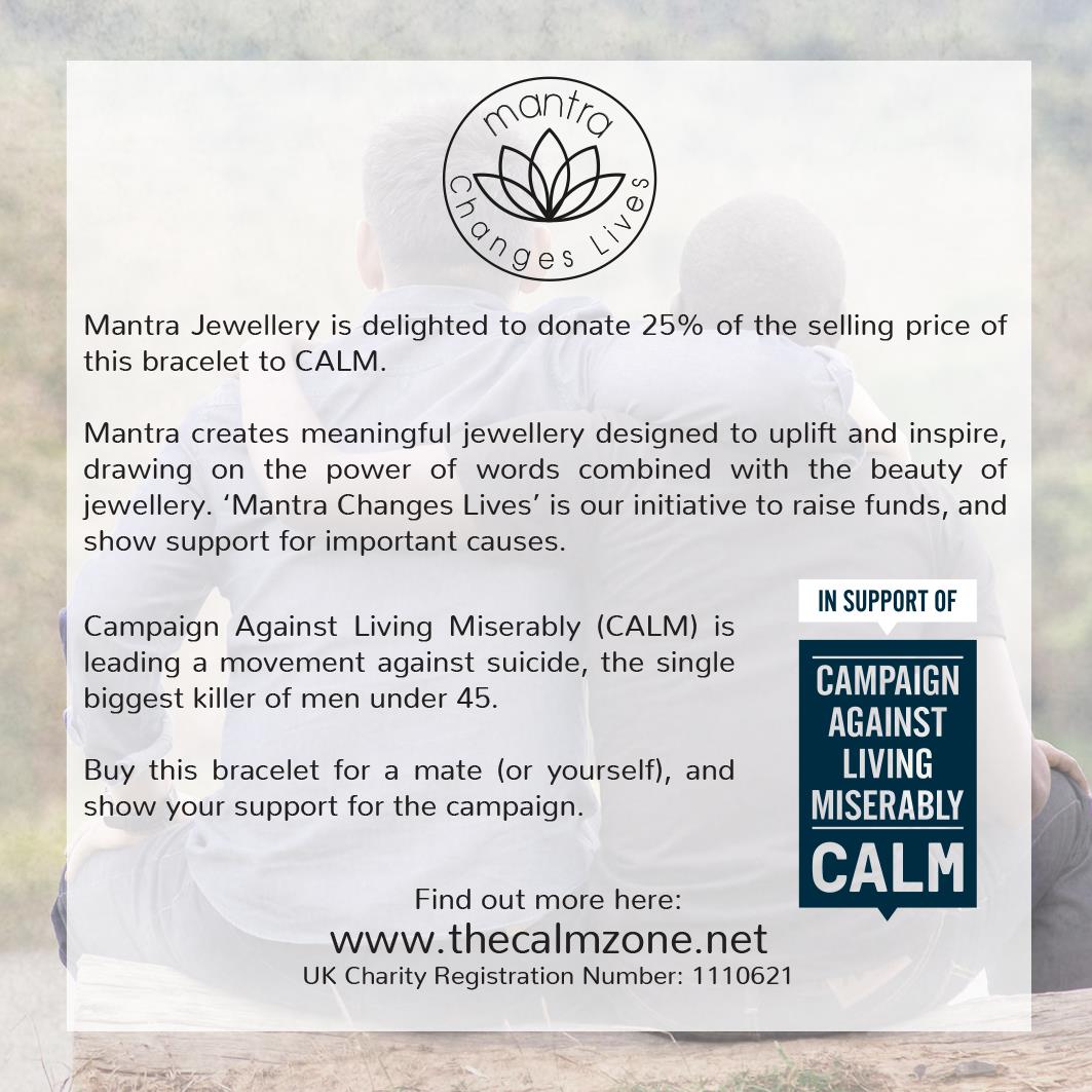 Stay Calm Men's Charity Bracelet CALM charity Mantra