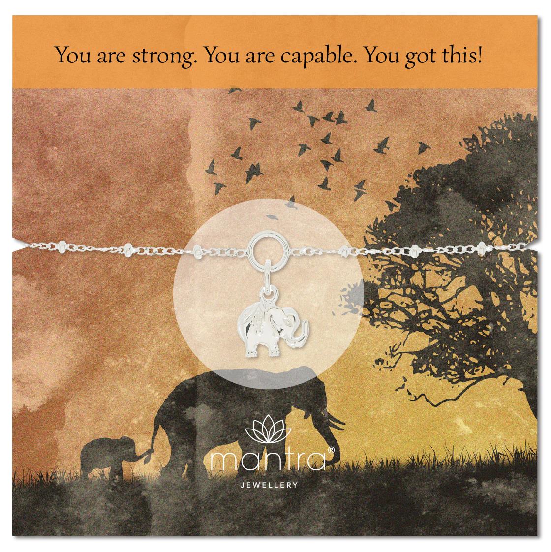 Elephant Charm Bracelet Sterling Silver Mantra Jewellery