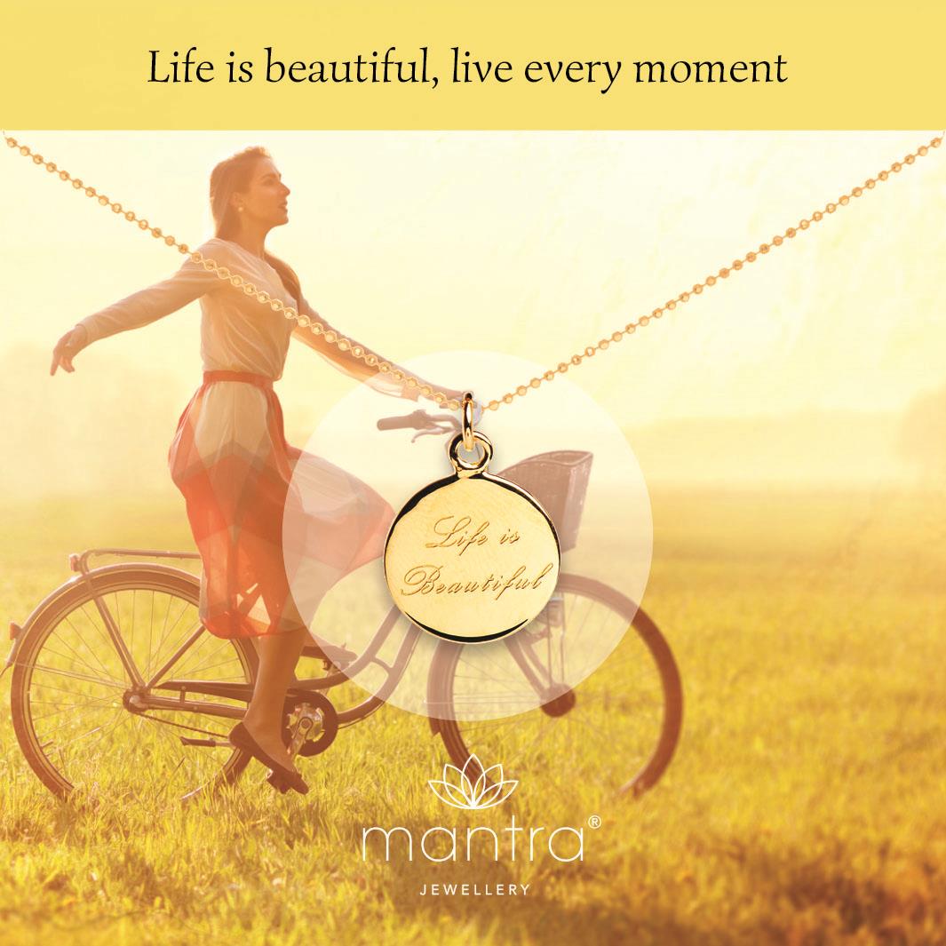 Life is Beautiful Necklace Personalised Gifts for Her Mantra
