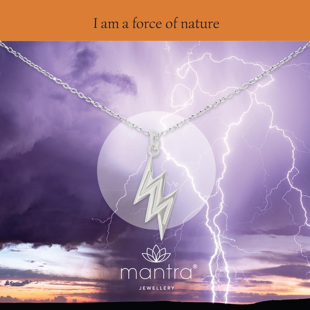 Lightning Bolt Necklace Force of Nature Mantra Necklace