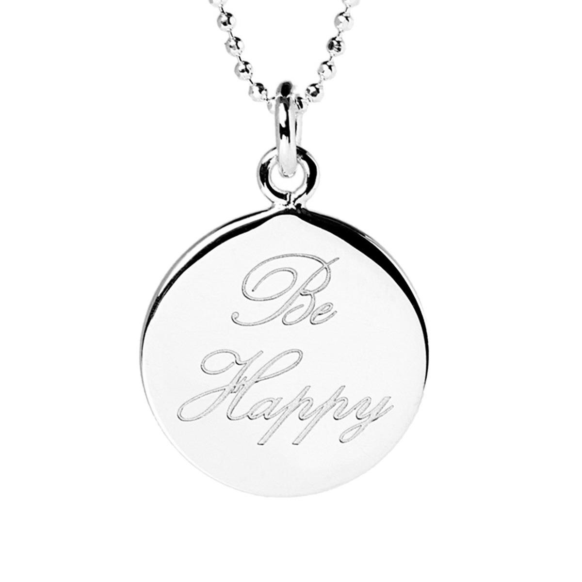 Be Happy Necklace Sterling Silver Gold Rose Gold Mantra